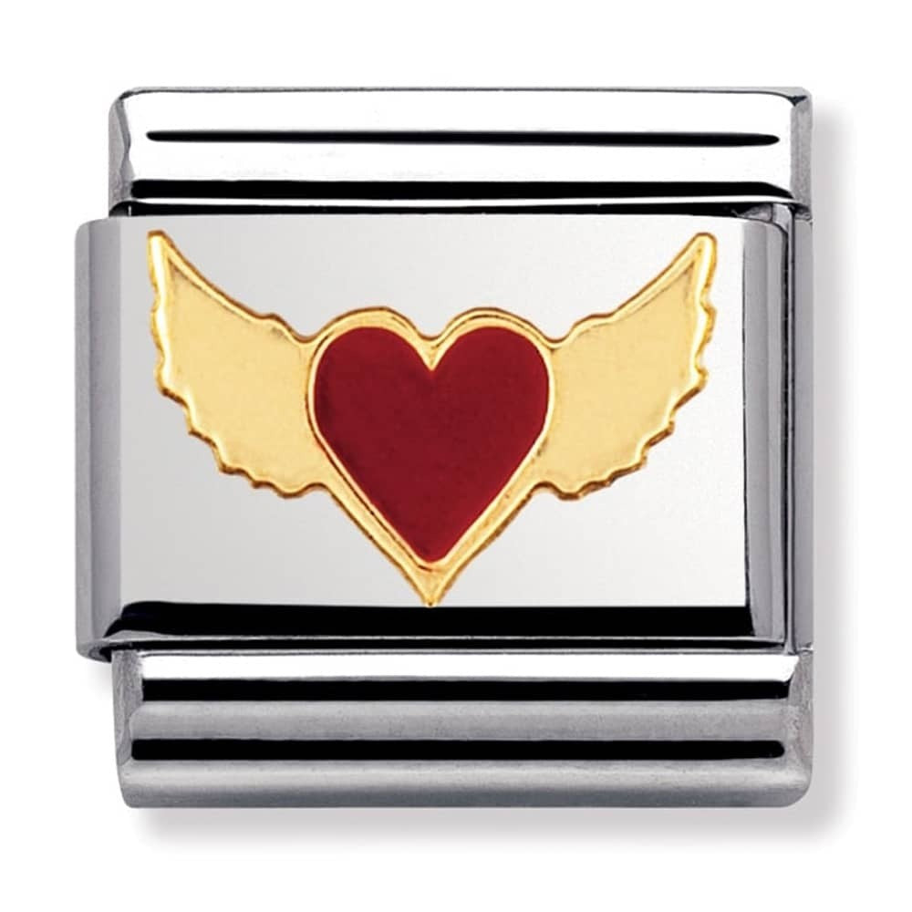 NOMINATION Enamel Red Heart Wings Charm 030207-45