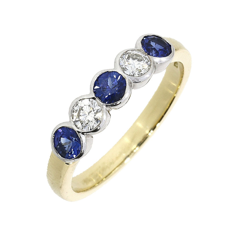18ct Gold 5 Stone Rubover Sapphire & Diamond Ring