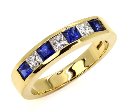 18ct Gold Sapphire & Diamond Half Eternity Ring