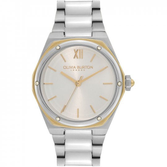 Olivia Burton 33mm Hexa White, Gold & Silver Bracelet Watch 24000031