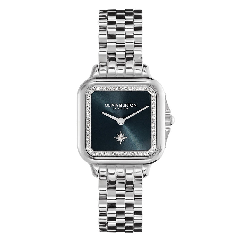 Olivia Burton Classic Grosvenor Blue & Silver Bracelet Watch 24000083
