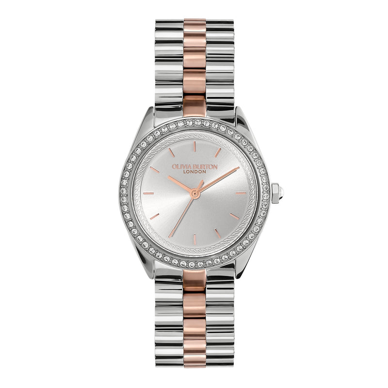 Olivia Burton Sports Luxe Bejewelled Silver & Two Tone Bracelet Watch 24000138