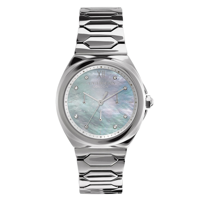 Olivia Burton Sports Luxe Lustre Multi-Function Light Grey & Silver Bracelet Watch 24000149