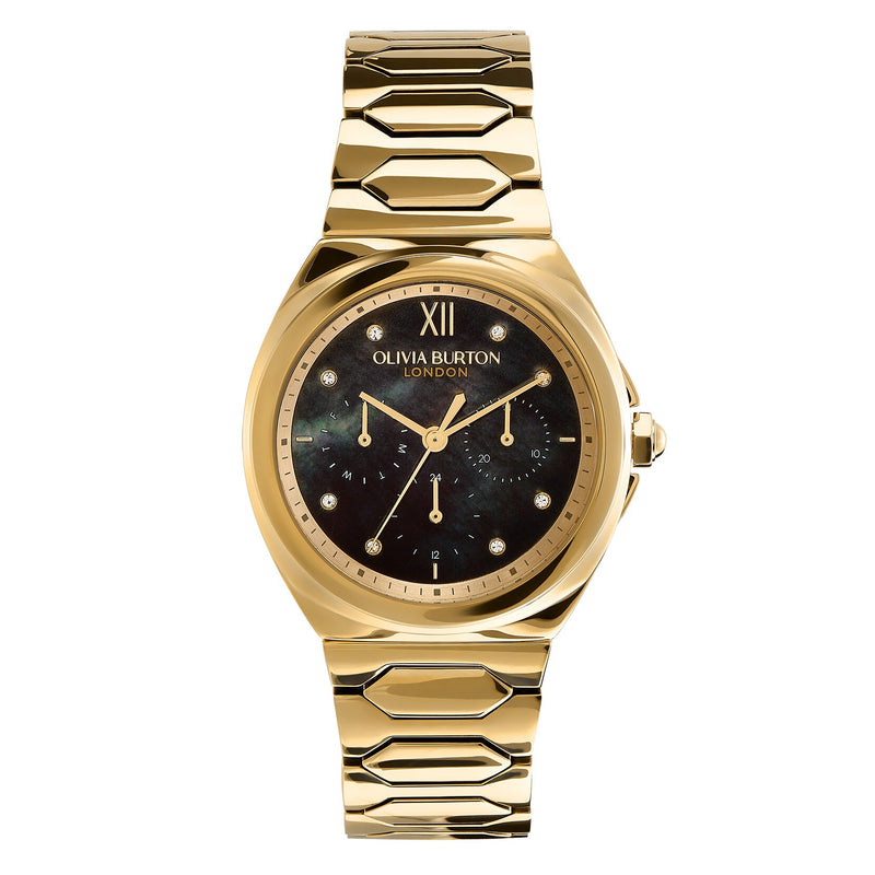 Olivia Burton Sports Luxe Lustre Multi-Function Black & Gold Bracelet Watch 24000150