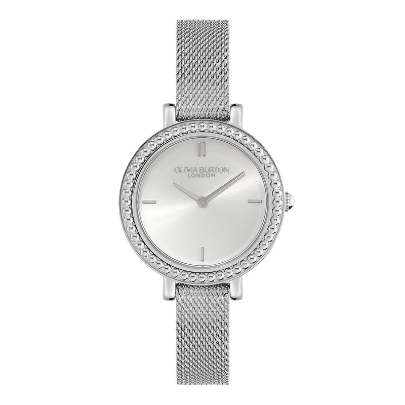 Olivia Burton Classic Vintage Bead Silver Mesh Watch 24000160