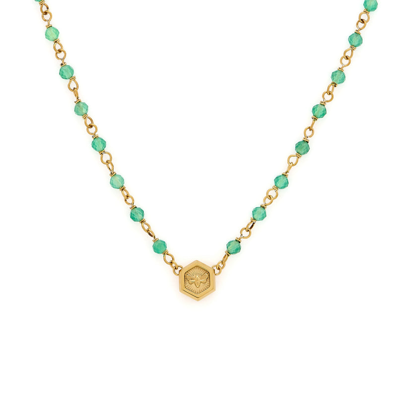 Olivia Burton Trend Edition Minima Bee Green & Gold Plated Beaded Charm Necklace 24100172