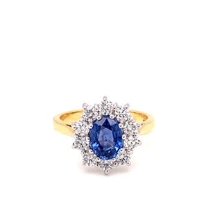 18ct Gold Sapphire & Diamond Ring - Oval