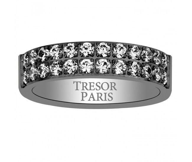 Tresor Paris Black Clear CZ 2 row Ring 021994