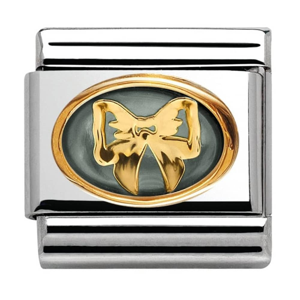 NOMINATION CLASSIC Gold Stone Double Grey Bow Charm 030517/02