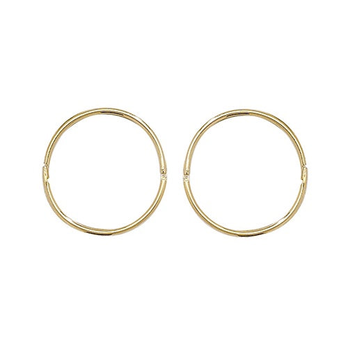 9ct Yellow Gold 14mm Hinged Sleepers Hoop Earrings