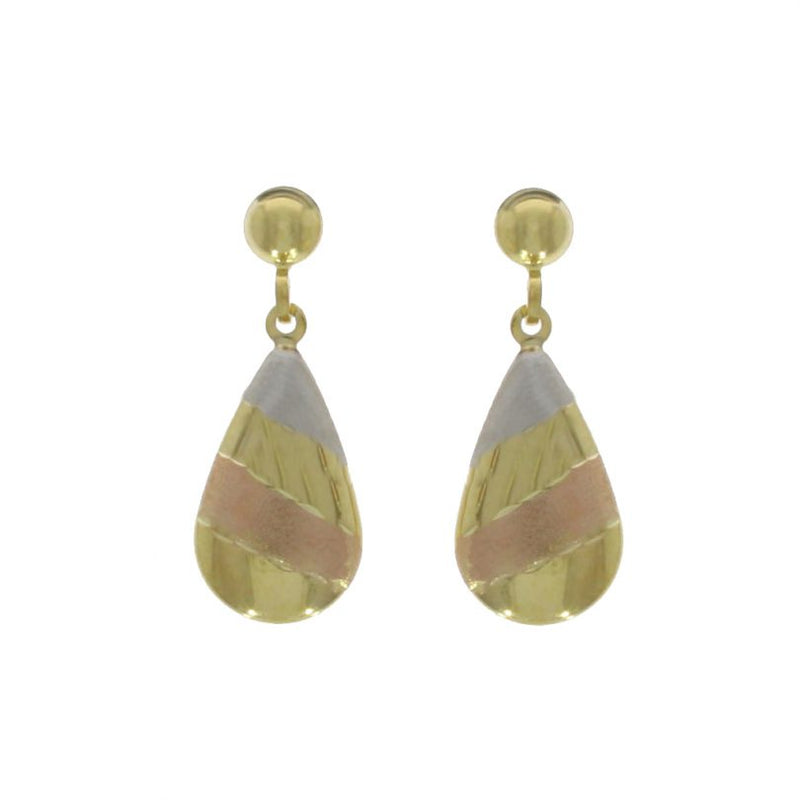 9ct Gold Multi Coloured Pear Shape Striped Drop Earrings
