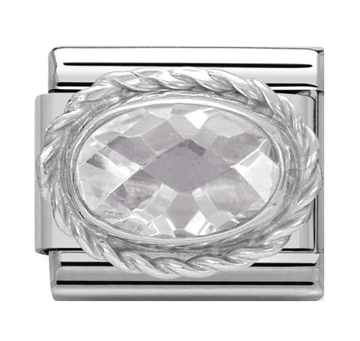 NOMINATION Twisted Silver White CZ Charm 330604-010