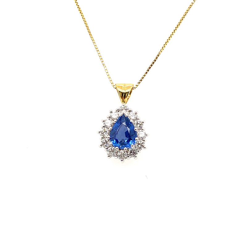 18ct Gold Sapphire & Diamond Pendant