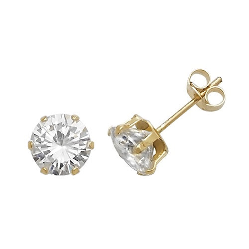 9ct yellow gold 6mm stud earrings Claw set ES213