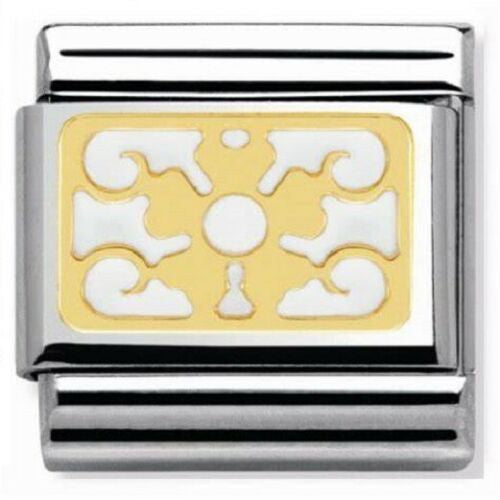 NOMINATION Composable Gold White Flower Link ~ 030280/13