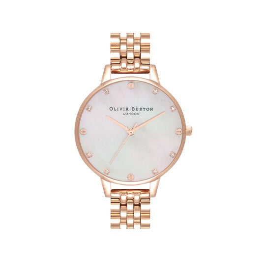Olivia Burton Blush Mother Of Pearl Demi Dial Rose Gold Bracelet Watch OB16SE15