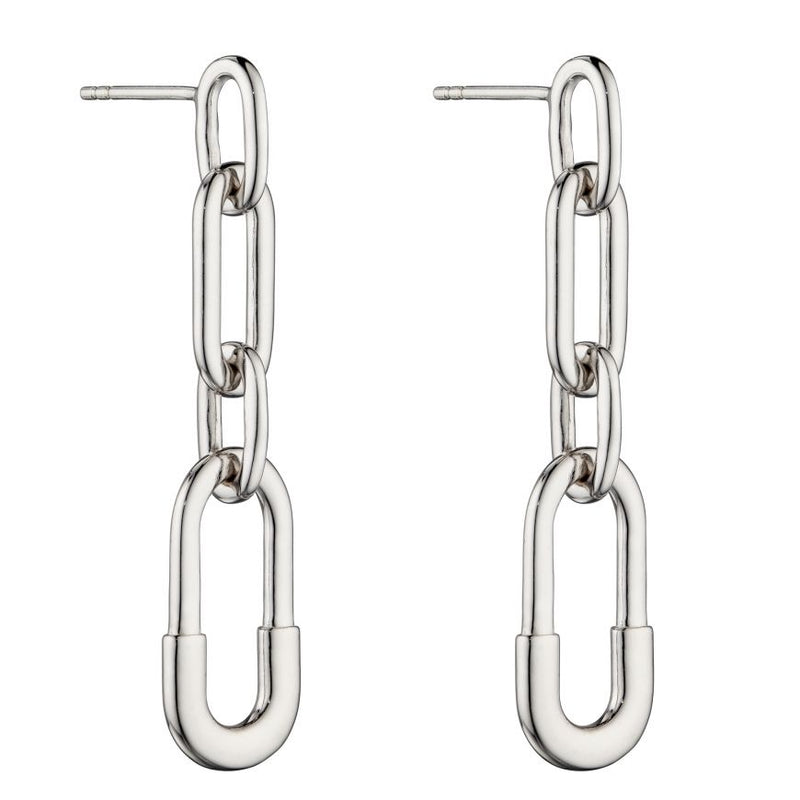 Fiorelli Silver Long Chain Link Drop Earrings E5962