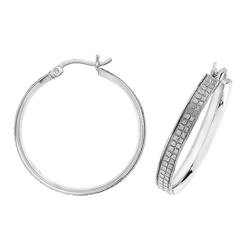 Silver 25mm Moondust Hoop Earrings
