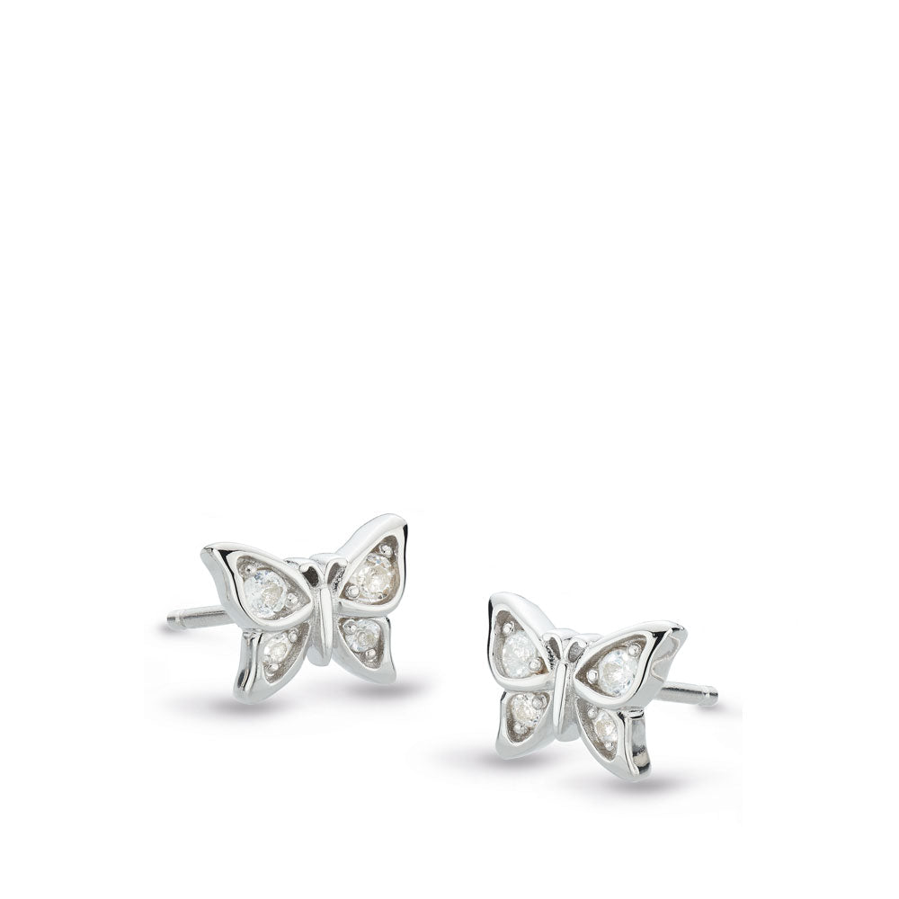 Kit Heath Blossom Flyte Butterfly White Topaz Stud Earrings 30352WT