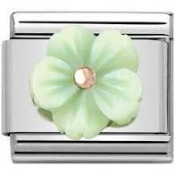 Nomination Charm Gold Flower in GREEN MOTHER OF PEARL 430510-10