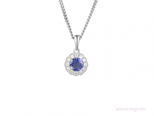 Silver CZ Tanzanite  Cluster Pendant 9231SILCZ/TZ