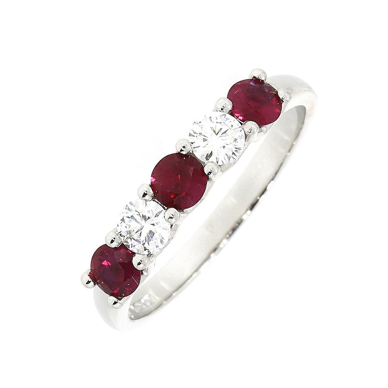 18ct White Gold Gold Ruby & Diamond Five Stone Eternity Ring - Claw Set