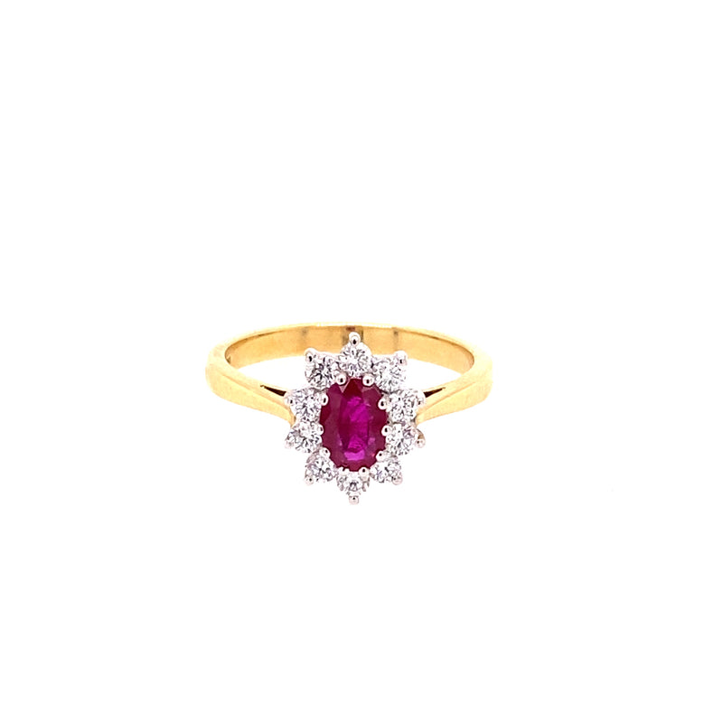 18ct Gold Ruby & Diamond Ring - Oval