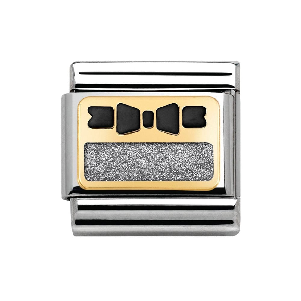 NOMINATION Classic Gold Bow Black Silver Plate Link 030280/46