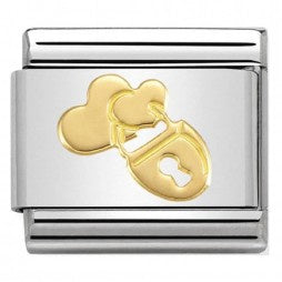 Nomination Gold Symbols Padlock Hearts Charm 030162/28