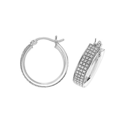 Silver 15mm Moondust Broad Hoop Earrings