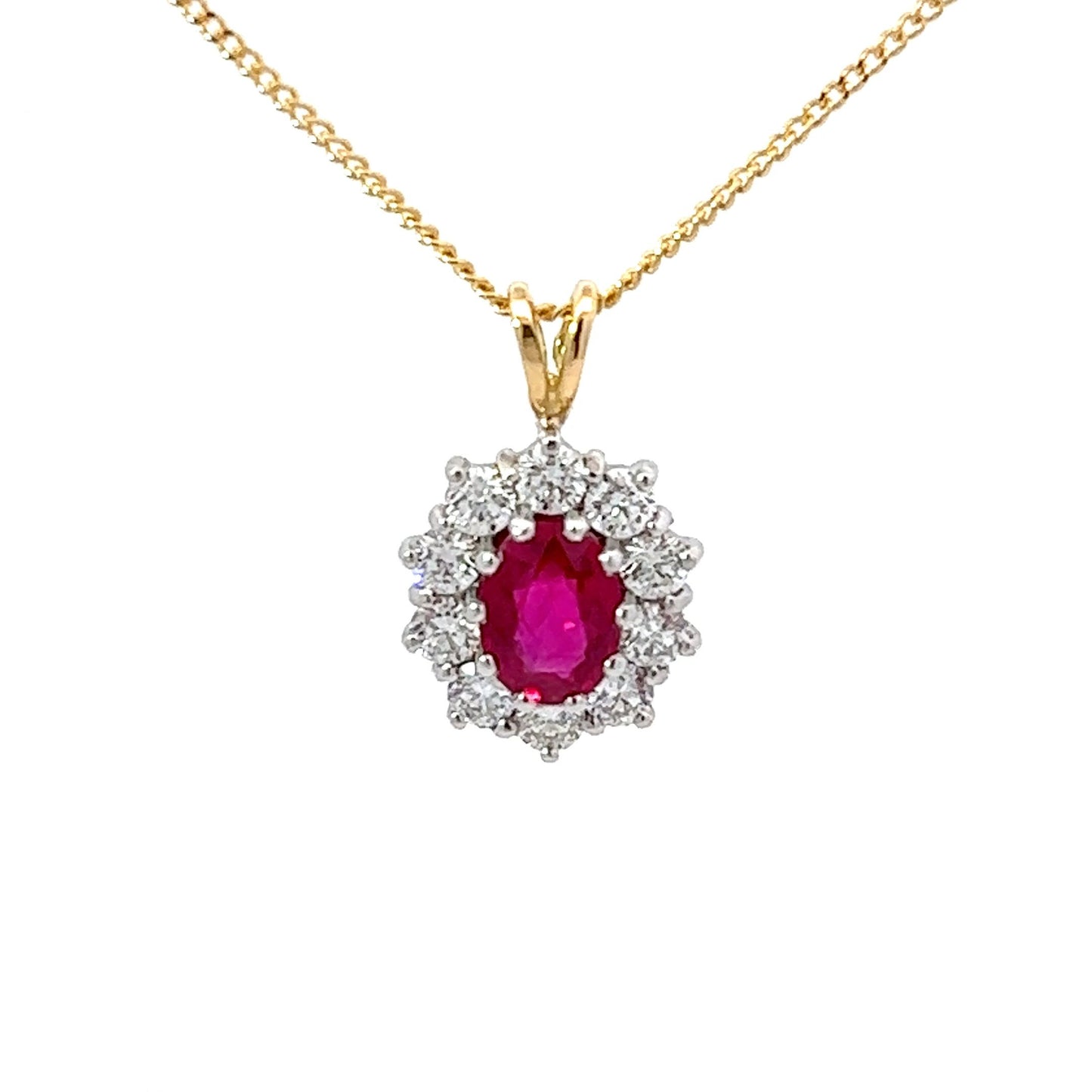 18ct Gold Ruby & Diamond Teardrop Pendant