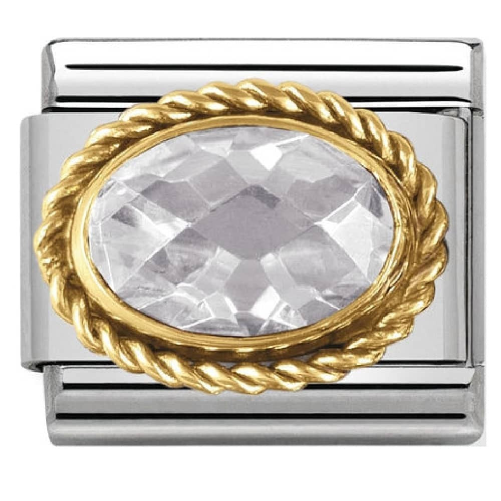 NOMINATION Faceted Gold White Charm 030602-010