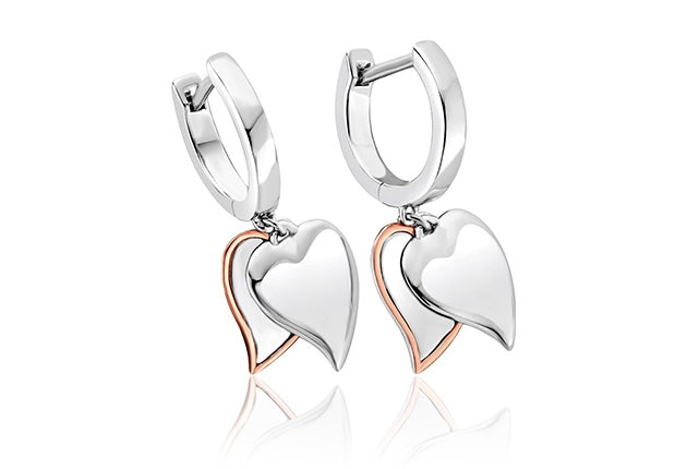CLOGAU Cwtch Double Heart Drop Earrings 3SCWT0186