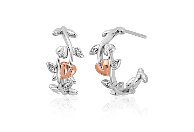 Clogau Vine of Life White Topaz Half Hoop Earrings 3STOL0235