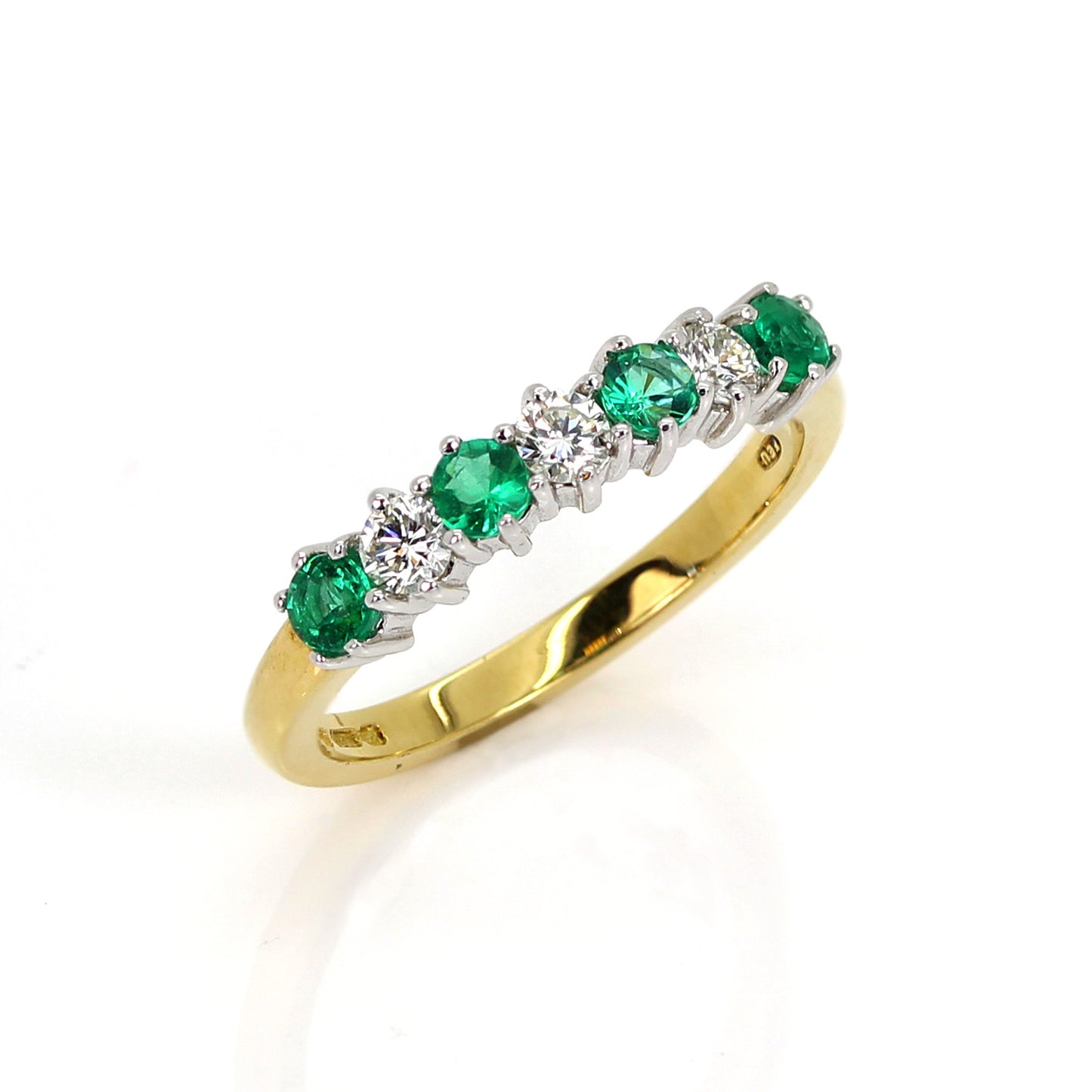 18ct Gold Emerald & Diamond Half Eternity Ring