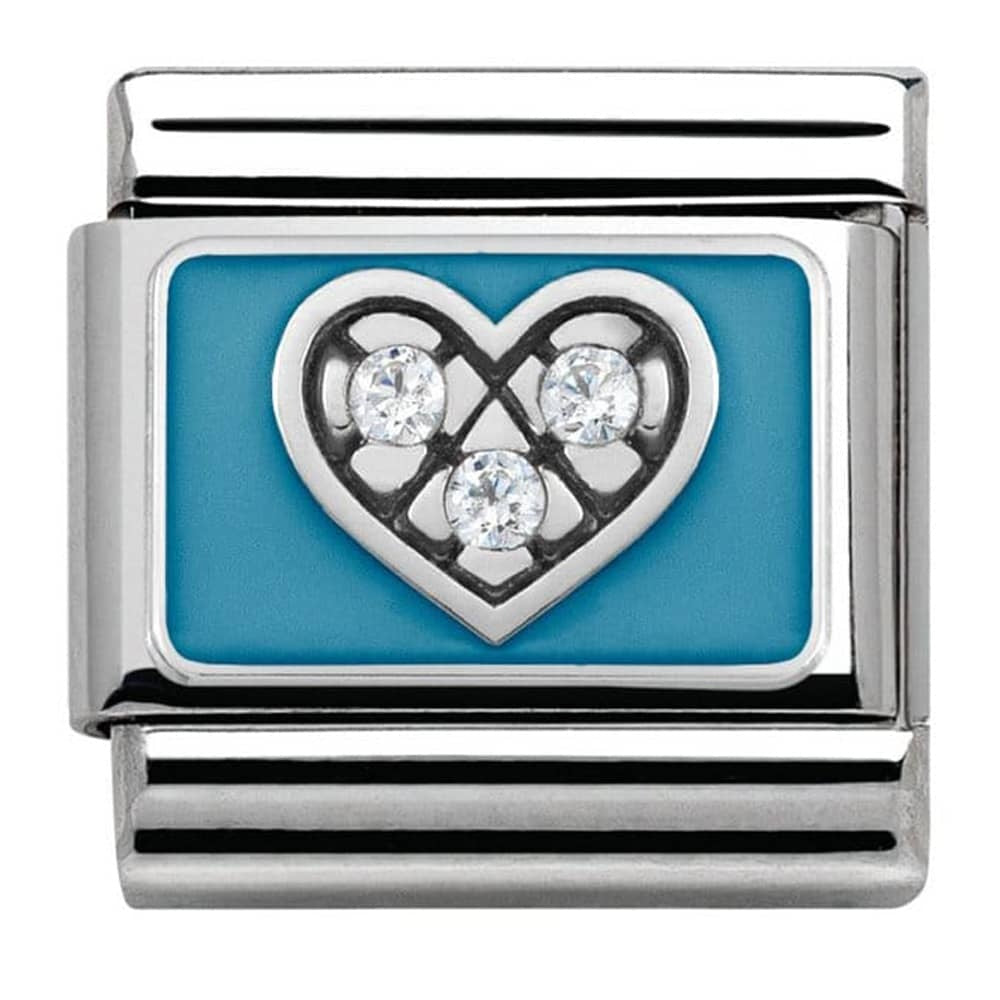 NOMINATION CZ Heart Light Blue Charm 330306-07