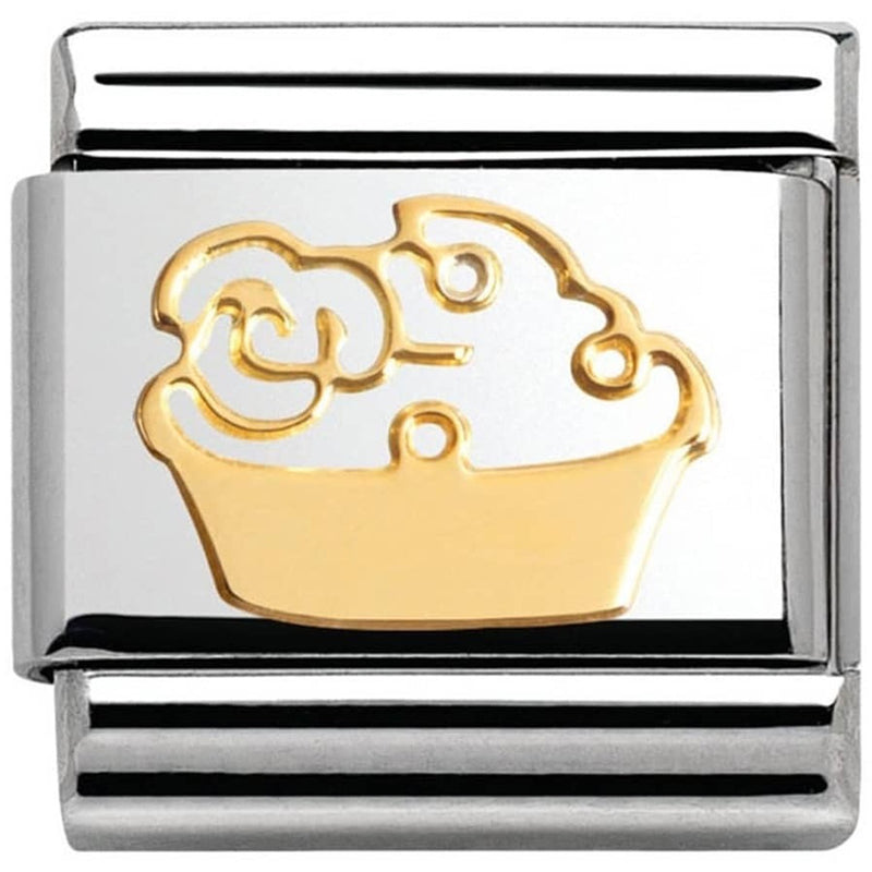 Nomination Ladies Composable Classic 18K Gold Muffin With Flower Silver Charm 030162/03
