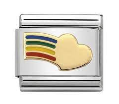 NOMINATION Gold Rainbow heart charm 030283-12