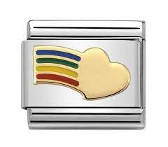 Nomination Gold Rainbow heart charm 030283-12