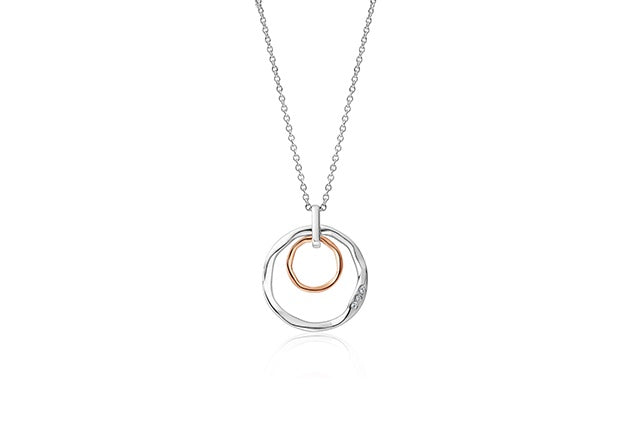 Clogau Silver Ripples Double Hoop White Topaz Pendant 3SRPP0206
