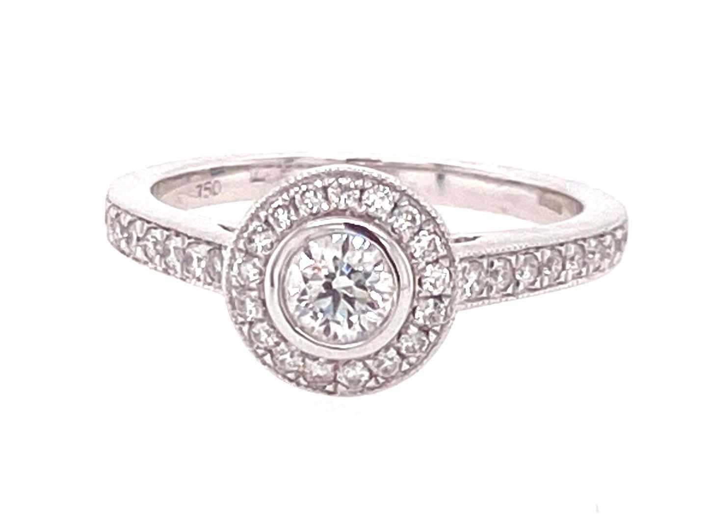 18ct White Gold Diamond Cluster Halo Ring 0.54ct