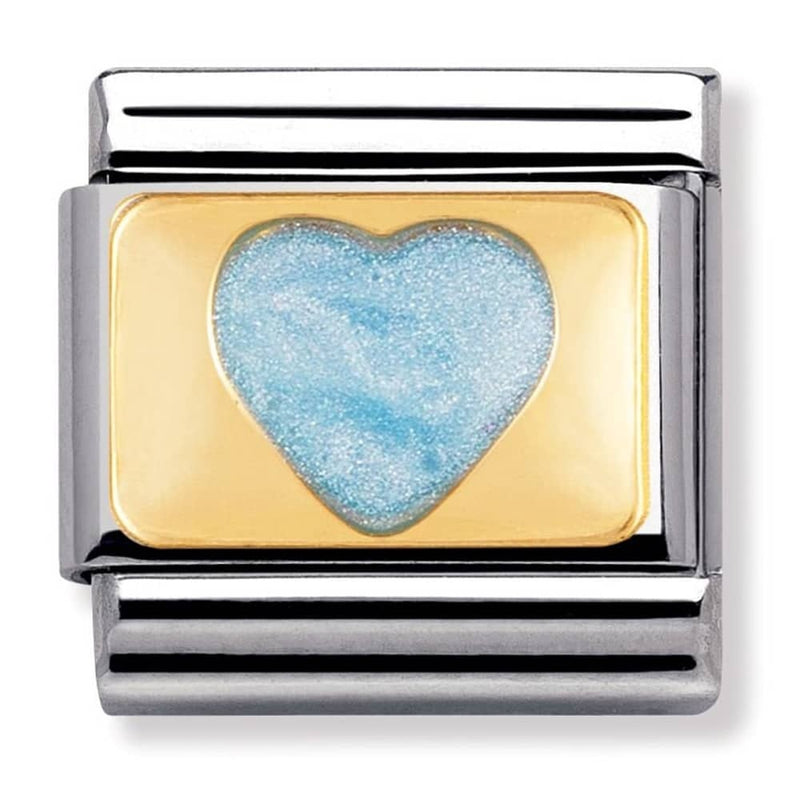 Nomination Light Blue Glitter Heart Charm 030206-44