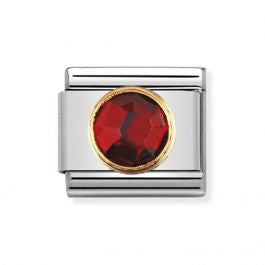 NOMINATION Gold Round Red CZ Charm 030605-005