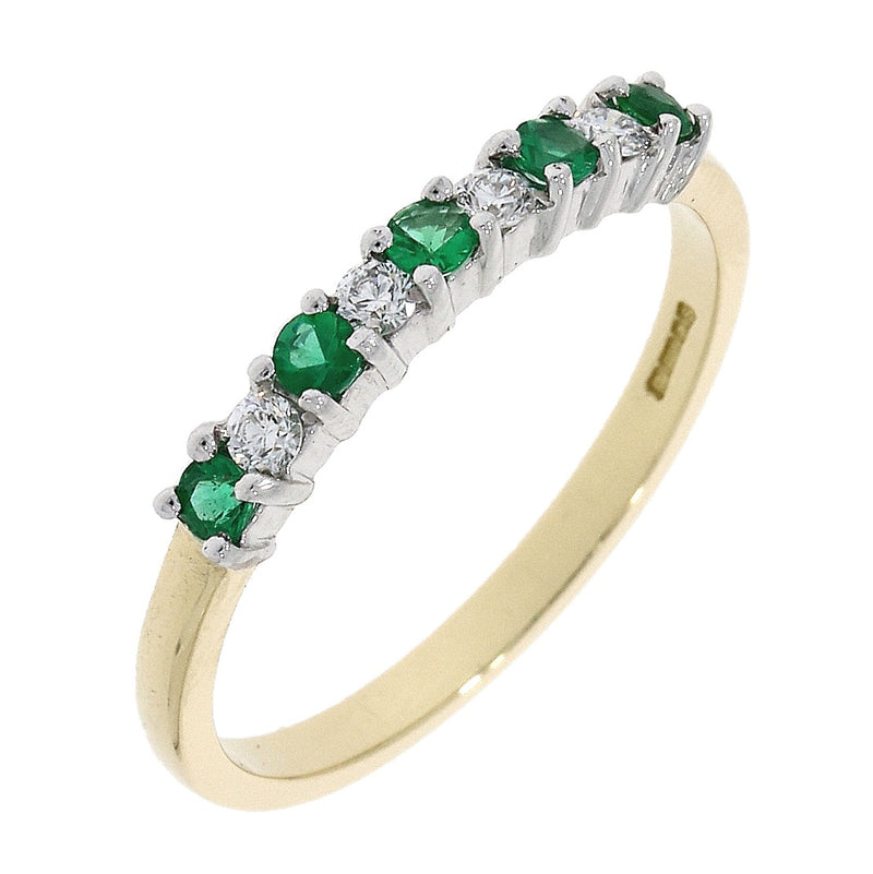 18ct YG Emerald & Diamond 9 stone Ring
