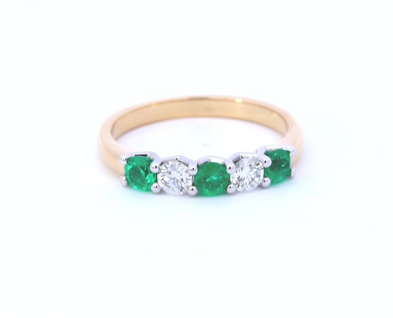 18ct Gold Emerald & Diamond Claw Set Eternity Ring