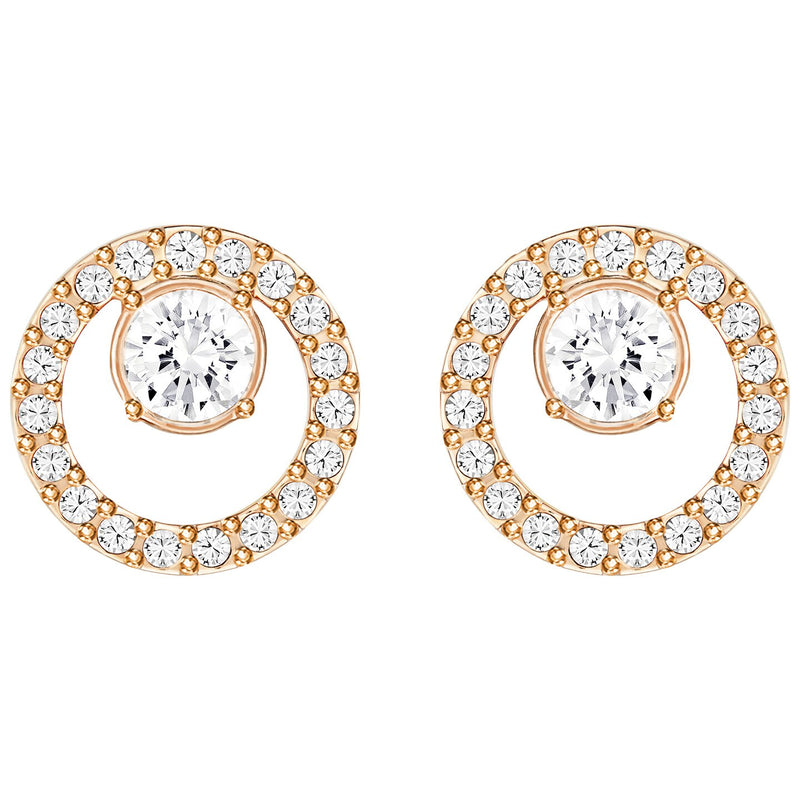 Swarovski Creativity Circle Pierced Earrings Small White Rose Gold Plating 5199827