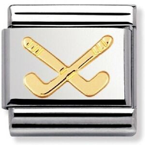 NOMINATION Gold Hockey Clubs Charm 030106-07