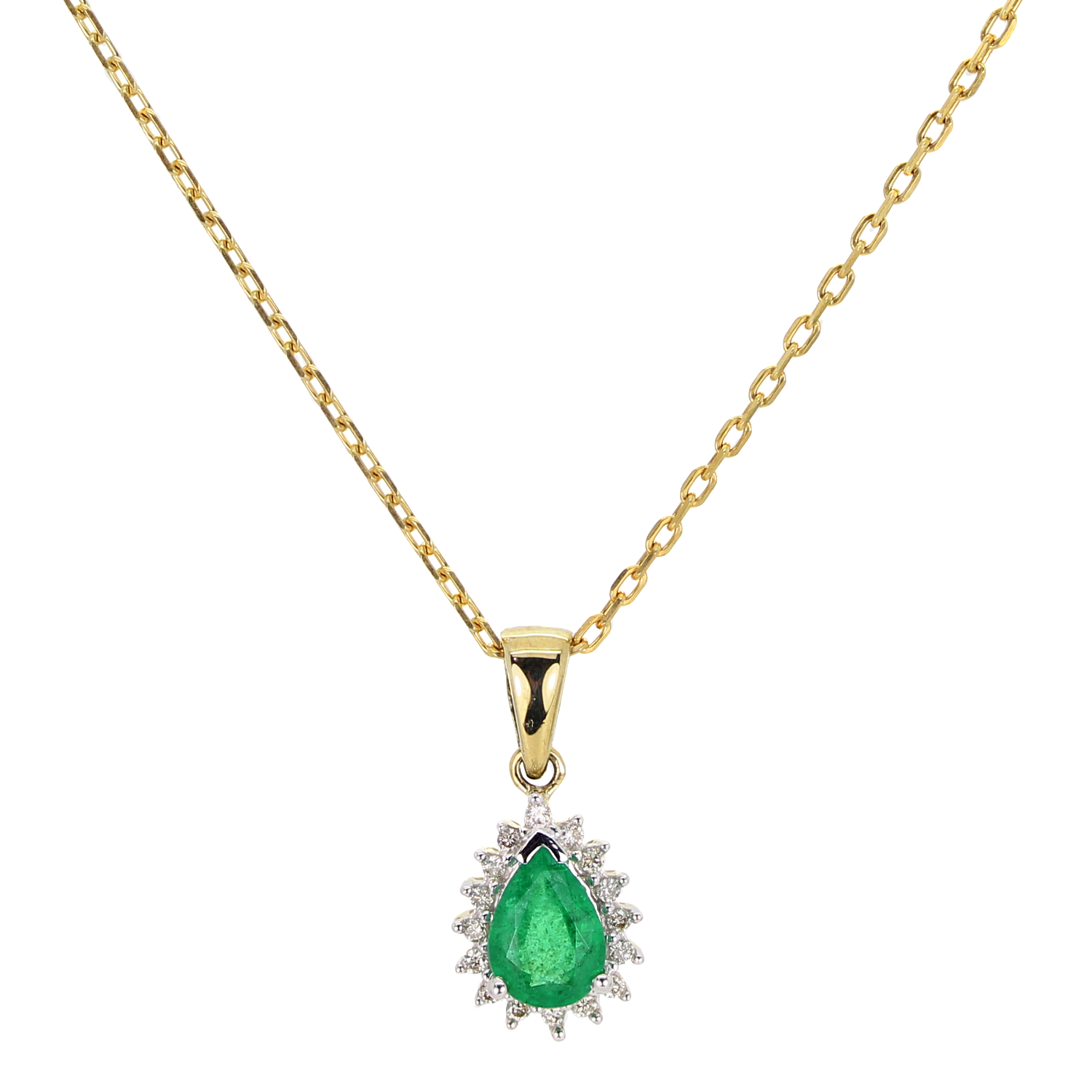 9ct Gold Emerald & Diamond Pendant DEP393