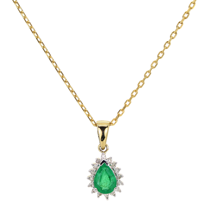 9ct Gold Emerald & Diamond Pendant DEP393