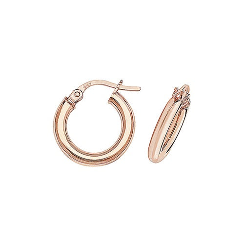 9ct Rose Gold 10mm Hollow Hoop Earrings